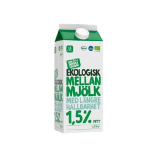حليب Mellanmjölk Längre Hållbarhet Ekologisk 1,5% Garant Eko1,5l