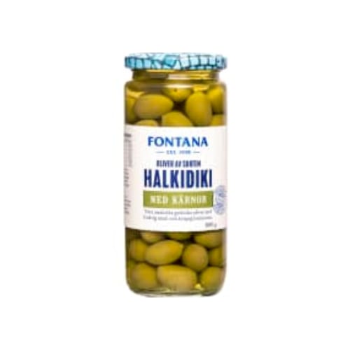 زيتون Halkidiki Oliver med Kärnor Fontana 500/280g