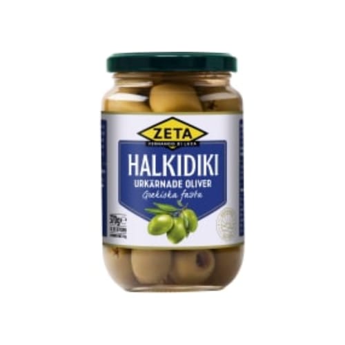 زيتونHalkidiki Oliver Utan Kärnor Zeta 370/170g