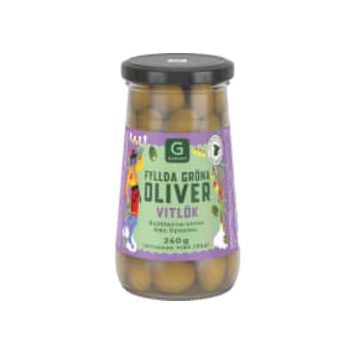 زيتونGröna Oliver med Vitlök Garant 260/155g