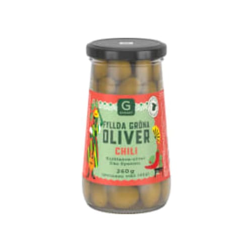 زيتون Gröna Oliver med Chili Garant 260/155g