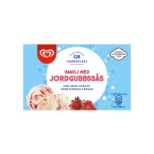 بوظة Vanilj med Jordgubbssås Gräddglass Gb Glace 0,5l