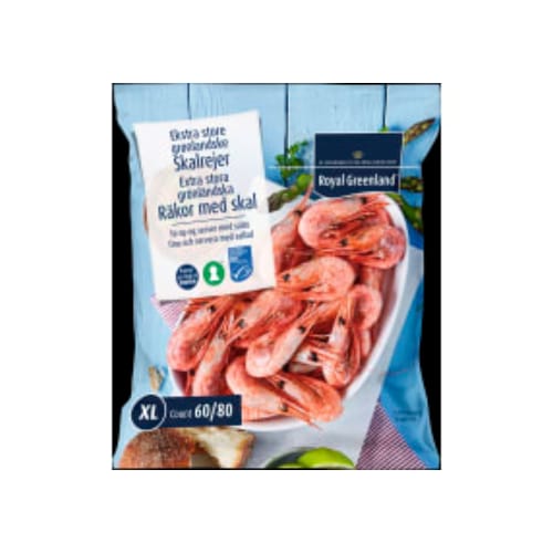 Räkor M Skal med Skal Xl 60/80 Fryst Royalgreenland 400g
