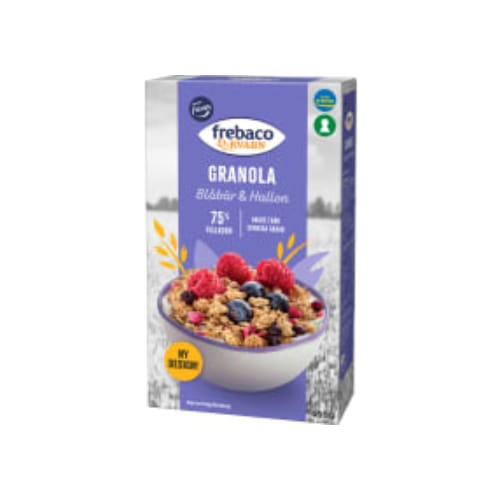 Blåbär Hallon Rostad Granola Svensk Frebaco Kvarn 450g