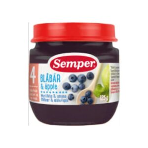 Blåbär & Äpple Puré Från 4 Månader Semper 125g