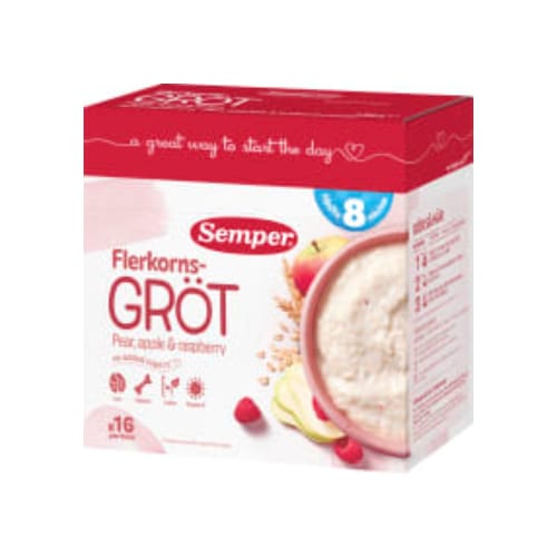 Fullkornsgröt Mild med Frukt Från 8 Månader Semper 16p/480g