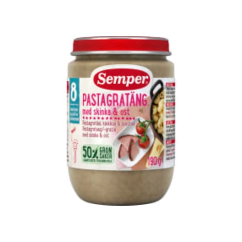 Pastagratäng med Skinka & Ost Från 8 Månader Semper 190g