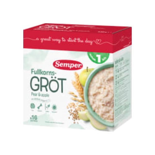Fullkornsgröt med Frukt Från 12 Månader Semper 16p/530g