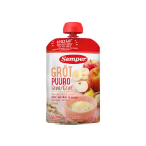 Gröt Äpple Persika Banan Från 6 Månader Semper 120g