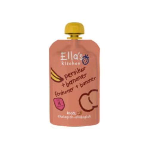 Persikor Banan Puré Från 4 Månader Ella's Kitchen 120g