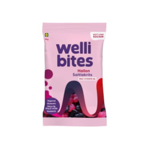 Hallon Lakrits Sockerfri Vegan Wellibites 70g