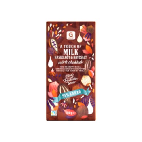 Touch Of Milk Hasselnöt Havssalt 55% Kakao Garant 100g