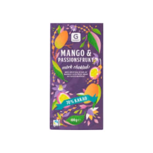 Mango& Passion Mörk Choklad 70% Cacao Garant 100g