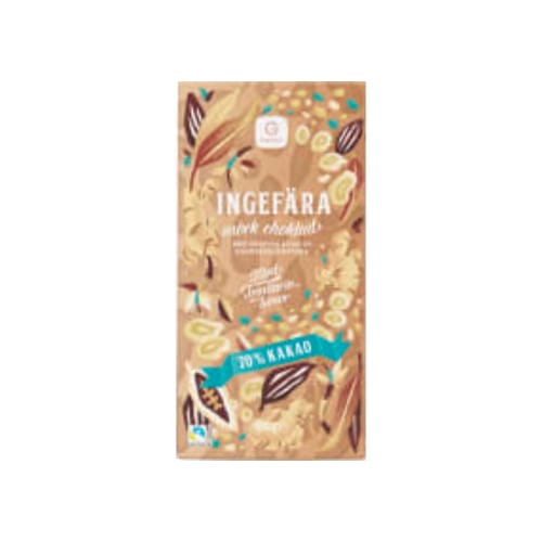 Ingefära 70% Mörk Choklad Trinitario Bönor Garant 100g