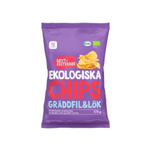 Gräddfil Lök Grytfriterad Chips Ekologiska Garant Eko 175g