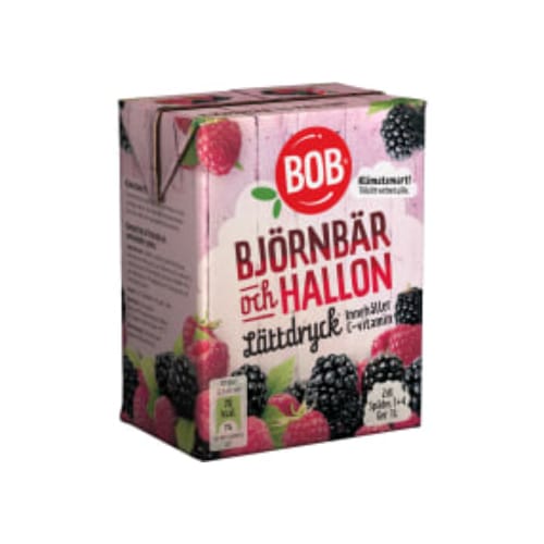 Björnbär Hallon Lättdryck Bob 2dl/1l
