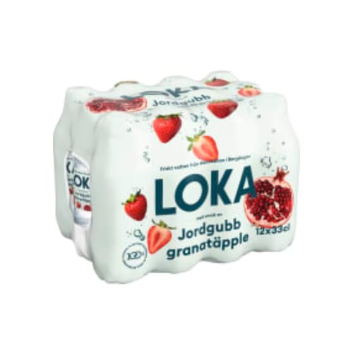 Jordgubb/ Granatäpple Kolsyrat Vatten Pet Loka 12p/33cl