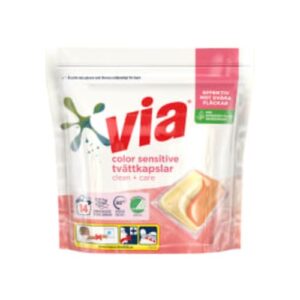 Tvättmedel Sensitive Colour Tvättmedel Flytande A+ 880ml Color Sensitiv Parfymfri Tvättkapslar Via 14p