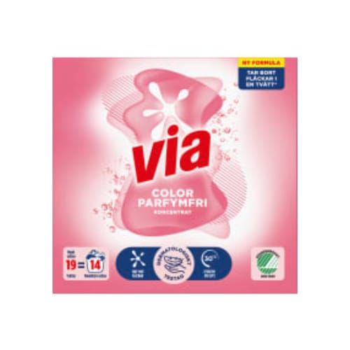 Tvättmedel Color Parfymfri Tvättmedel Pulver Via 760g