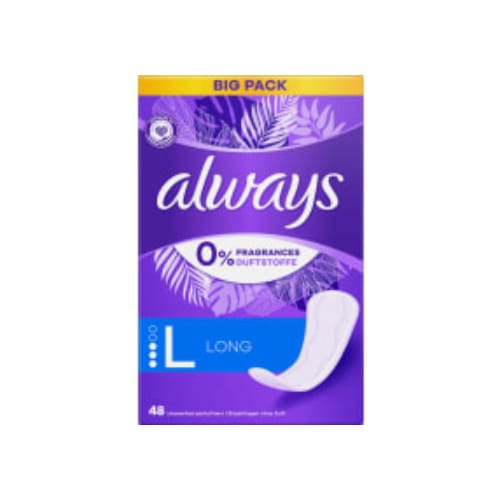 Long 0% Fragrances & Dyes Trosskydd Always 48st