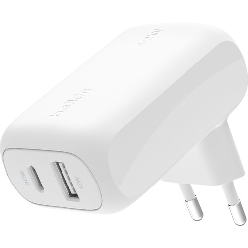 Väggladdare USB-C+USB-A Vit