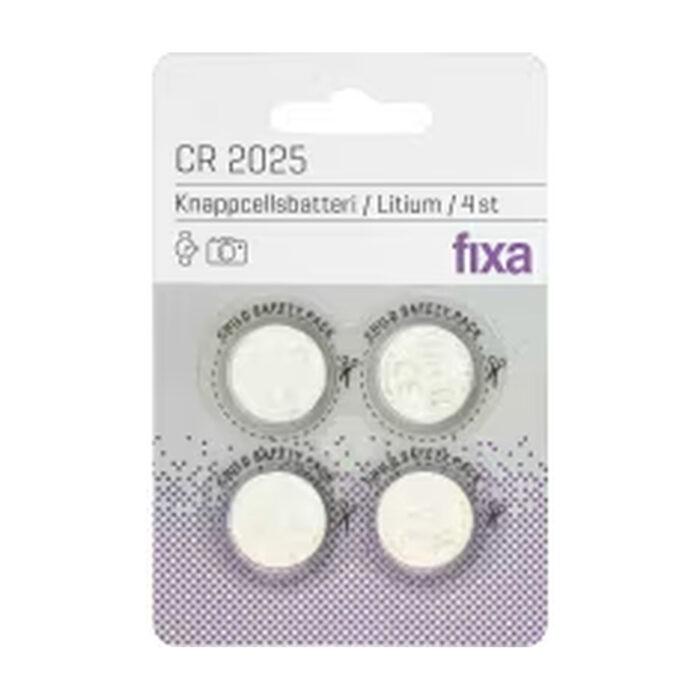 Knappcellsbatteri CR2025 4-p Fixa