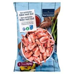 Räkor med skal 70/90 Fryst 1kg Royal Greenland