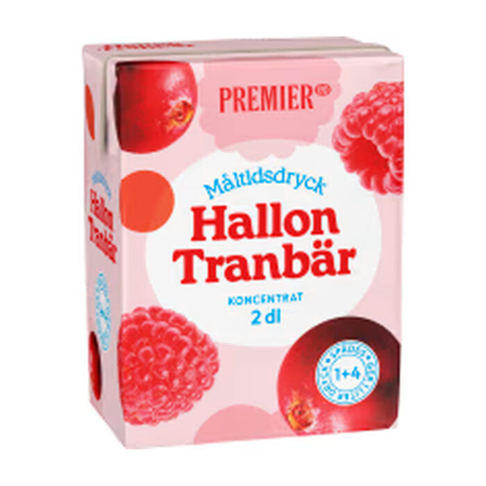 Hallon Tranbär Måltidsdryck PREMIER 2DL/1L