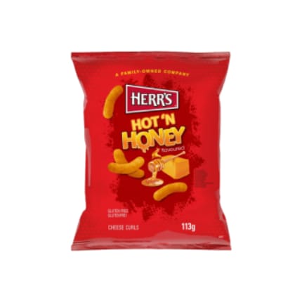 شيبس Herrs Curls Hot N Honey  113 G