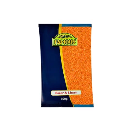 عدس حبة مدورة Röda Linser (Hela) 900g Famous